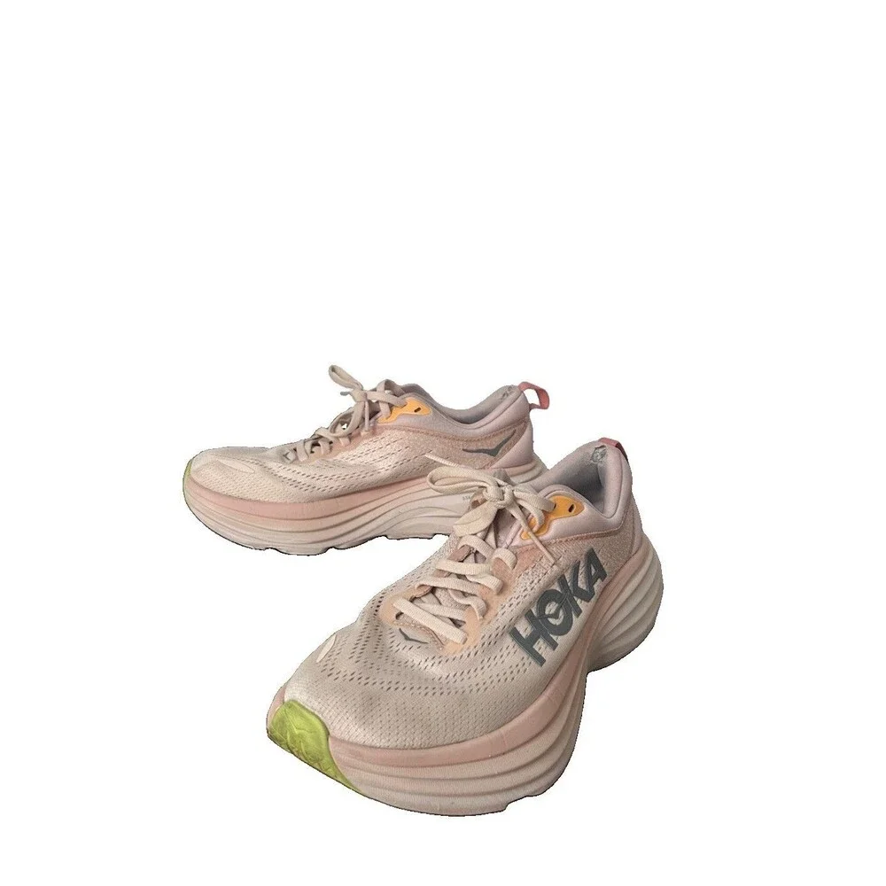 Hoka One One HOKA Bondi 8 Cream Vanilla Colorway running Track Outdoor Sz 7.5B